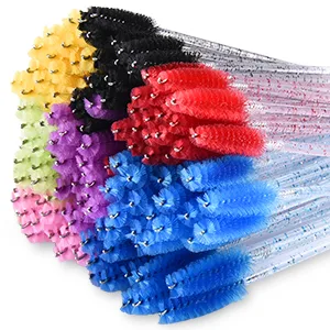 300 Pcs Disposable Crystal Mascara Wand Eyelash Brush Applicator Eyebrow Brush for EyeLash Extension Supplies (Black) - FT02
