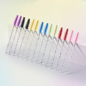300 Pcs Disposable Crystal Mascara Wand Eyelash Brush Applicator Eyebrow Brush for EyeLash Extension Supplies (Black) - ft04