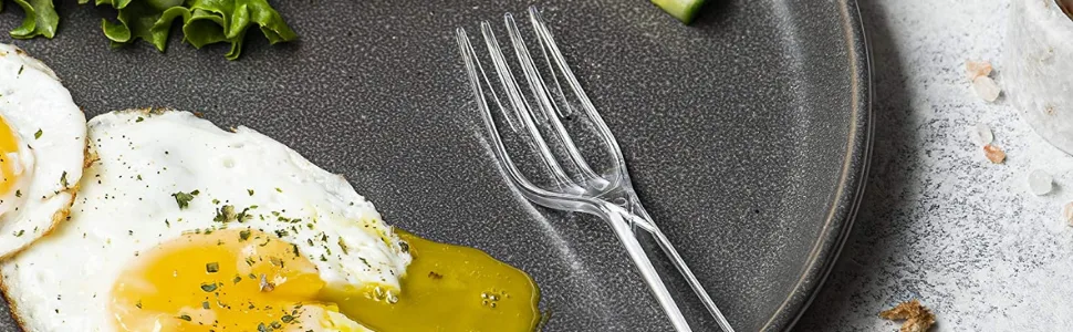 300 Clear Plastic Forks | Heavy Duty Plastic Utensils | Disposable Forks | Fancy Plastic Cutlery | Clear Plastic Silverware Bulk | Nice Disposable Flatware Clear (300 Pack) - Disposable Silverware Cutlery