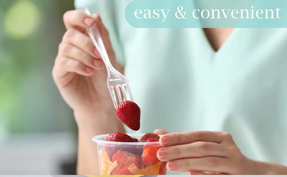 300 Clear Plastic Forks | Heavy Duty Plastic Utensils | Disposable Forks | Fancy Plastic Cutlery | Clear Plastic Silverware Bulk | Nice Disposable Flatware Clear (300 Pack) - Plastic Utensils