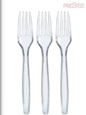 300 Clear Plastic Forks | Heavy Duty Plastic Utensils | Disposable Forks | Fancy Plastic Cutlery | Clear Plastic Silverware Bulk | Nice Disposable Flatware Clear (300 Pack) - Plastic Utensils Set