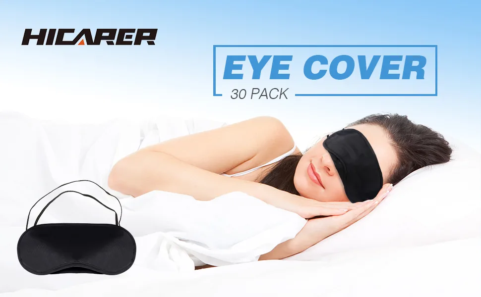 30 Pieces Blindfold Eye Cover Sleep Mask for Games Party Sleeping Travel with Nose Pad and Adjustable Strap (Black) - product information 1