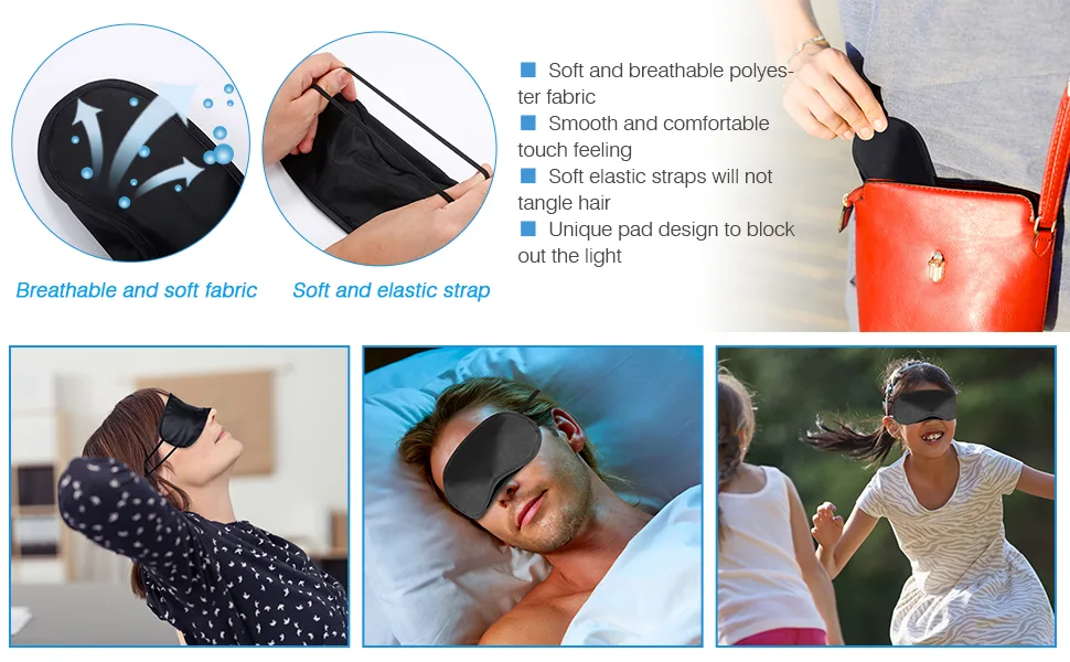 30 Pieces Blindfold Eye Cover Sleep Mask for Games Party Sleeping Travel with Nose Pad and Adjustable Strap (Black) - product information 2