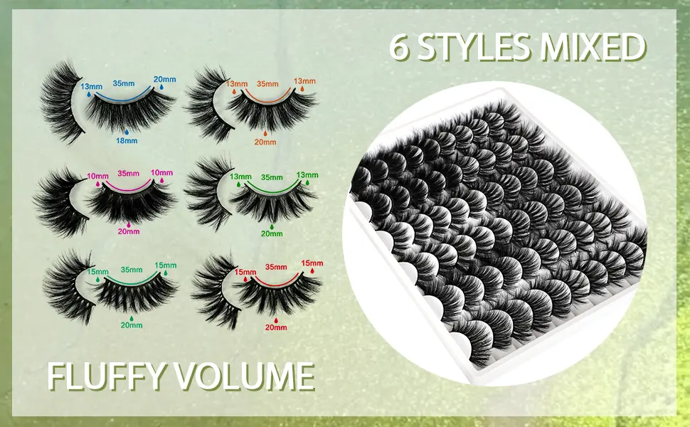 30 Pairs 20MM False Eyelashes Wholesale 6 Styles Mixed Lashes 8D Fluffy Volume Dramatic Faux Mink Eyelashes Pack 1-1 / 30 Pairs / 6 Styles - lashes