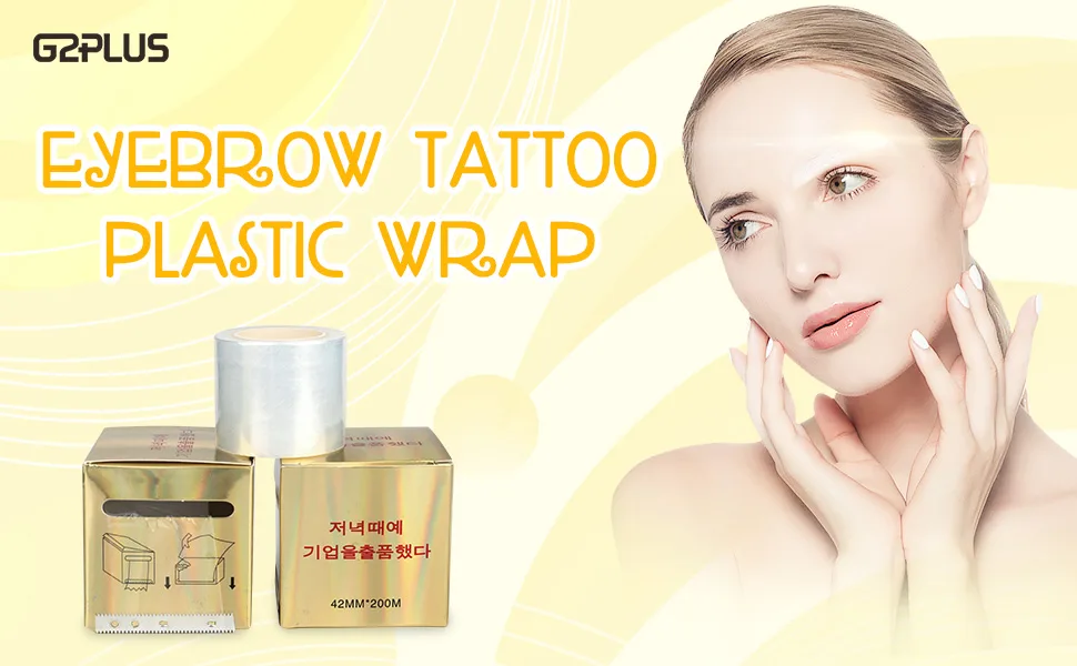 3 PCS Disposable Eyebrow Plastic Wrap Preservative Film,Make Up Supplies Wrap Cover Tape Roll - Tattoo Kits