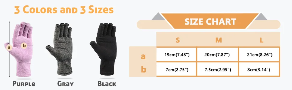 3 Pairs Compression Craft Arthritis Hands Gloves Fingerless Pressure Joint Relief for Quilting Sewing Typing Household Duties Black, Gray, Purple Medium (3 Pair) - product information 2