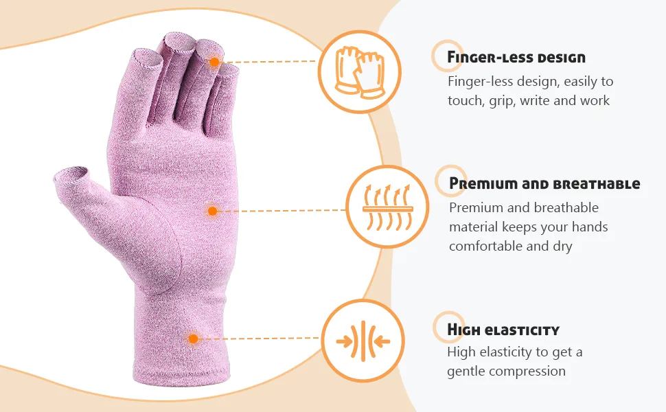 3 Pairs Compression Craft Arthritis Hands Gloves Fingerless Pressure Joint Relief for Quilting Sewing Typing Household Duties Black, Gray, Purple Medium (3 Pair) - product information 3