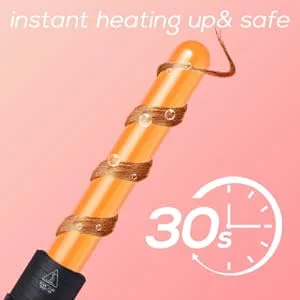 3 in 1 Curling Wand Set with 3 Interchangeable Curling Iron Ceramic Barrels with Heat Resistant Glove  Black - 3in1 curling wand iron