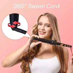 3 in 1 Curling Wand Set with 3 Interchangeable Curling Iron Ceramic Barrels with Heat Resistant Glove  Black - 3in1 curling wand iron