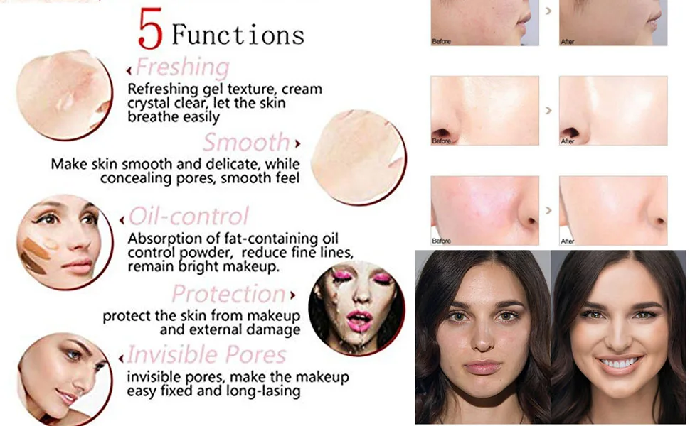 2Pcs Pro Makeup Primer, Long Lasting Hydrating Smoothing Isolated Moisturizing Oil Free Effect Make Up Base Matte Face Foundation Primer 0.20 Fl Oz (Pack of 2) - product information 30