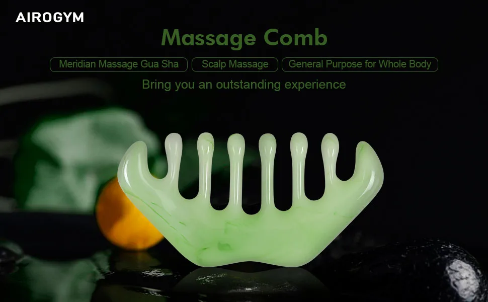 2pcs Massage Comb, Guasha Scraping Scalp Comb, Multi-Functional Handheld Head Massage Tool, Meridians Massager for Head Caring, Relaxation, Physical Therapy, Acupoint Treatment - Not Jade Beeswax Green - product information 1
