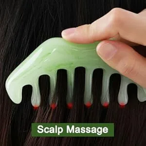 2pcs Massage Comb, Guasha Scraping Scalp Comb, Multi-Functional Handheld Head Massage Tool, Meridians Massager for Head Caring, Relaxation, Physical Therapy, Acupoint Treatment - Not Jade Beeswax Green - product information 2