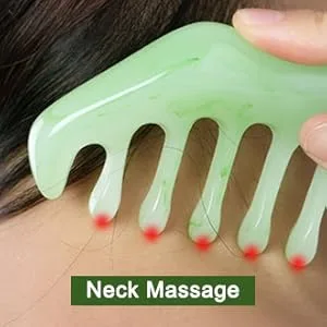 2pcs Massage Comb, Guasha Scraping Scalp Comb, Multi-Functional Handheld Head Massage Tool, Meridians Massager for Head Caring, Relaxation, Physical Therapy, Acupoint Treatment - Not Jade Beeswax Green - product information 4