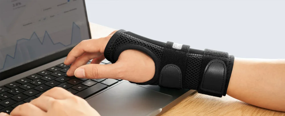 FREETOO Wrist Brace for Carpal Tunnel Relief Wrist Splint for Women Men Hand Brace Support Right Left Hand for Arthritis Tendonitis Rose Red(Right L/XL) L/XL(Wrist Size:20-26CM) Right Hand-rose Red - Wrist support for work