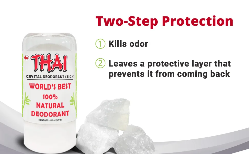 2-PACK Thai Crystal Deodorant Salt Stone - Clinically Tested, Dermatologist Approved - Natural Unscented Aluminum-Free for Women Men & Teens - thai crystal salt deodorant stone stick natural aluminum free