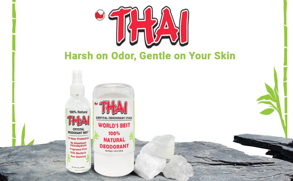 2-PACK Thai Crystal Deodorant Salt Stone - Clinically Tested, Dermatologist Approved - Natural Unscented Aluminum-Free for Women Men & Teens - thai deo stones deodorant crystal salt natural alum stick aluminum free