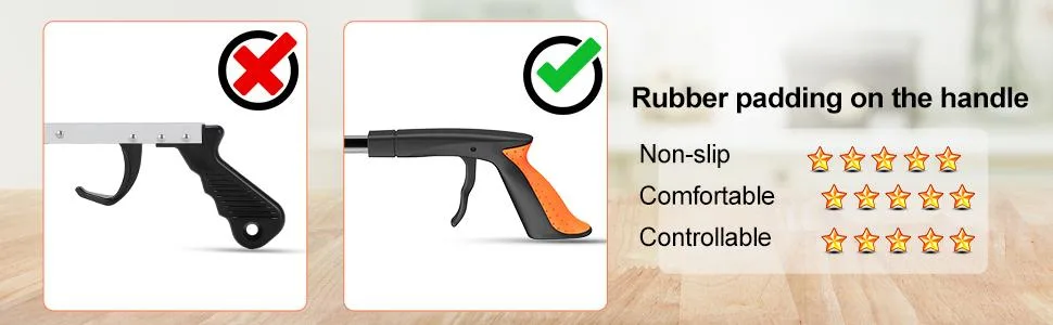 2-Pack Foldable Grabber Reacher Tool with Light, 32 Inch Trash Picker Grabber, Reacher Claw Grabber for Elderly, 90Rotating Anti-Slip Jaw, Durable Stick, Magnet Hook Orange - reacher grabber