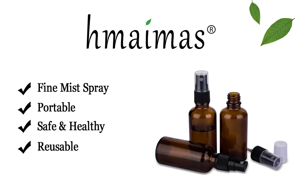2oz Amber Glass Spray Bottles for Essential Oils, Small Empty Spray Bottle, Fine Mist Spray, Set of 3 Black Amber - spray bottles