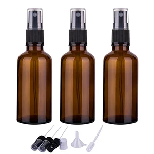 2oz Amber Glass Spray Bottles for Essential Oils, Small Empty Spray Bottle, Fine Mist Spray, Set of 3 Black Amber - travel size bottles