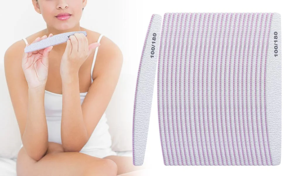 25 Pieces 100/180 Grits Nail Files and Buffers Professional Double Sided Emery Boards Manicure Tool for Acrylic Nails 25 Count (Pack of 1) - product information 1
