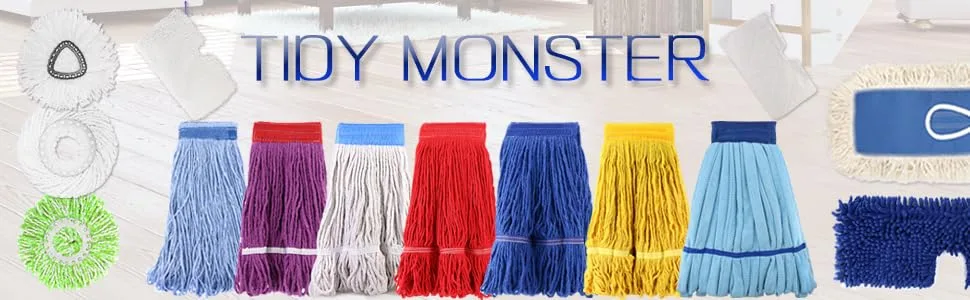 24 oz Loop-End Cotton Mop Head, Heavy Duty Mop Refills, 6 Inch Headband, Mop Head Replacement for Home, Industrial and Commercial Use (Blue) - image