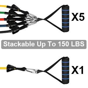23Pcs Resistance Bands Set Workout Bands, 5 Stackable Exercise Bands with Handles, 5 Resistance Loop Bands, Jump Rope, Figure 8 Resistance Band, Headband, Cooling Towel - product information 2