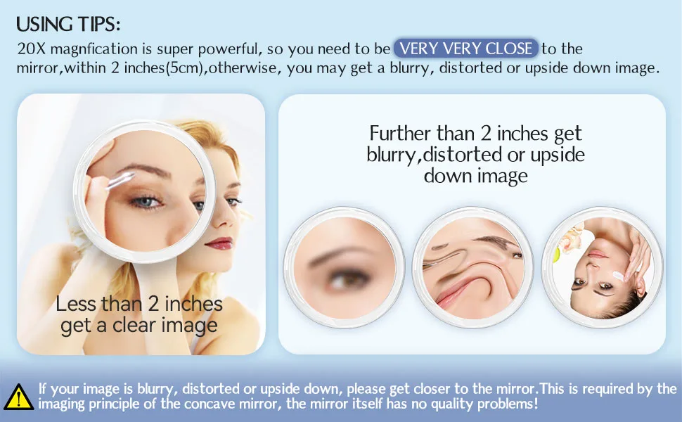 20x Magnifying Mirror with Suction Cup, Magnified Mirror, Close Up Mirror for Precise Details of Makeup, Super Magnification, 6" Dia 20x Magnification -Clear - magnifying mirror suction cup