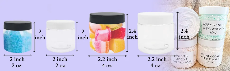 20Pcs 4oz Clear Plastic Slime Containers,Round Wide-Mouth Storage Jars,Refillable Container for Slime,Cosmetic,Lotion,Candy,Craft,Black Lids 4 oz black lid - slime container jars