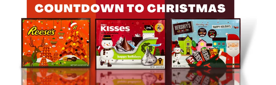 2022 Hershey Chocolate Advent Calendar Christmas Gift Set, Reese's, Kisses, and Hershey Miniatures, Set of 3 - countdown to christmas 2022 advent calendar chocolate reeses kisses hersheys gift holiday xmas