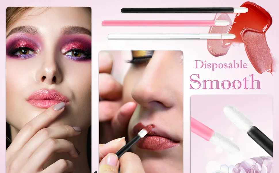 200PCS Lip Gloss Applicators,Disposable Lip Brushes Lipstick Gloss Wands Applicator Perfect Makeup Tool Kits (Pink) Baby Pink - lip brush