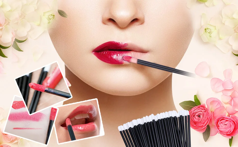 200pcs Disposable Lip Applicators Lip Makeup Brushes Lip Gloss Applicators Lipstick Wands Beauty Tool Kits 200 Count (Pack of 1) Black - product information 1