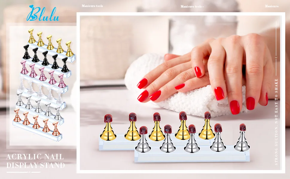 2 Sets Acrylic Nail Display Stand Nail Practice Holder Magnetic Nail Practice Stand Fingernail DIY Nail Stand for False Nail Manicure Tool Home Salon Use (silver) - product information 1