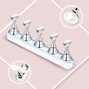 2 Sets Acrylic Nail Display Stand Nail Practice Holder Magnetic Nail Practice Stand Fingernail DIY Nail Stand for False Nail Manicure Tool Home Salon Use (silver) - product information 2