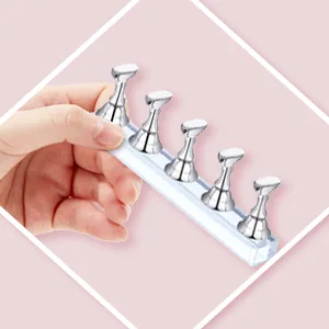2 Sets Acrylic Nail Display Stand Nail Practice Holder Magnetic Nail Practice Stand Fingernail DIY Nail Stand for False Nail Manicure Tool Home Salon Use (silver) - product information 3