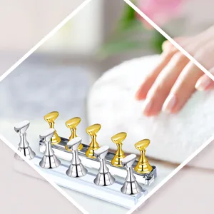 2 Sets Acrylic Nail Display Stand Nail Practice Holder Magnetic Nail Practice Stand Fingernail DIY Nail Stand for False Nail Manicure Tool Home Salon Use (silver) - product information 4