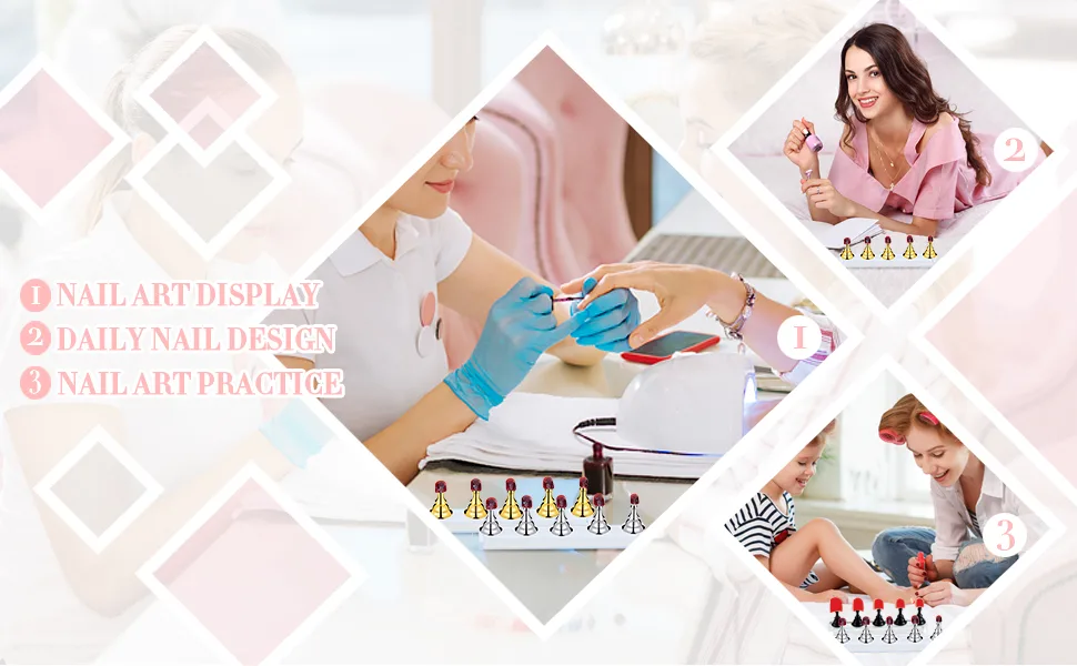 2 Sets Acrylic Nail Display Stand Nail Practice Holder Magnetic Nail Practice Stand Fingernail DIY Nail Stand for False Nail Manicure Tool Home Salon Use (silver) - product information 5