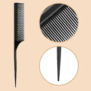 2 Pieces Rat Tail Fine Tooth Comb Carbon Fiber Teasing Styling Comb Anti Static Heat Resistant Tail Comb for Back Combing Root Teasing Adding Volume Evening Styling Women Men Black - product information 4