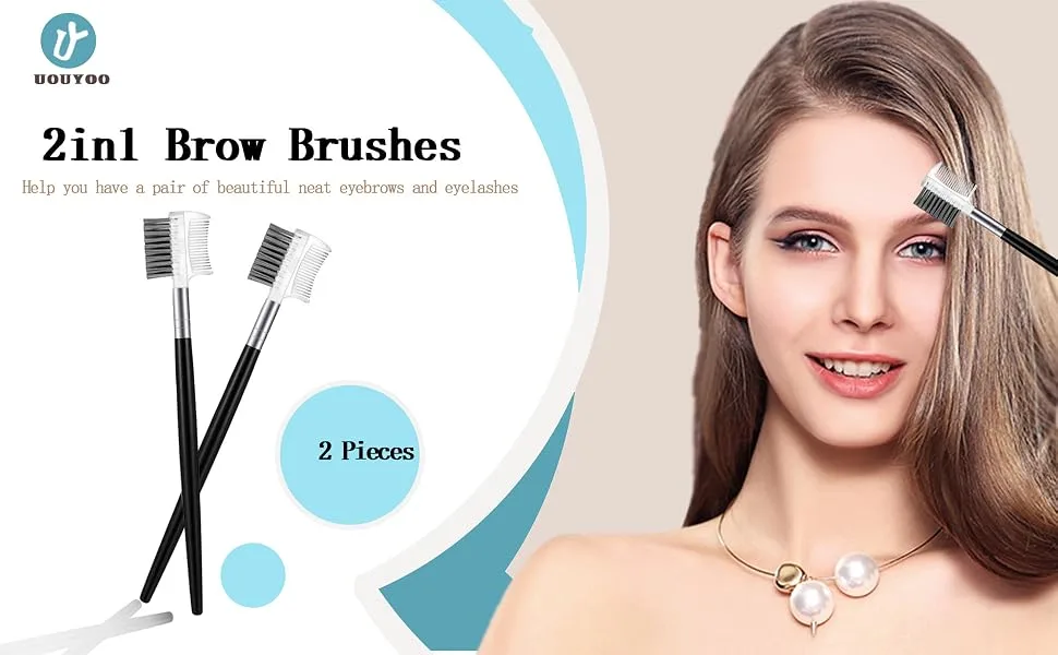 2 PCS Brow Brushes Makeup Eye Brow Brush Eyelash Dual Comb Combs brushes for Eyelashes Extension (Brow Brushes) - Brow Brushes