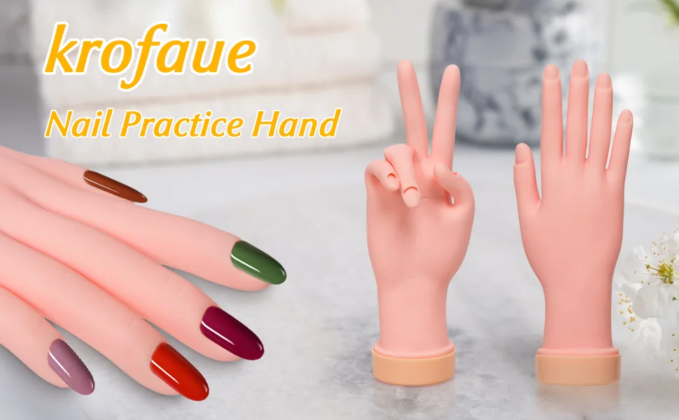 2 Pack Practice Nail Art Trainer Training Hand Tool Flexible Bendable Movable Fake Mannequin Right Hands Manicure Tool - product information 33