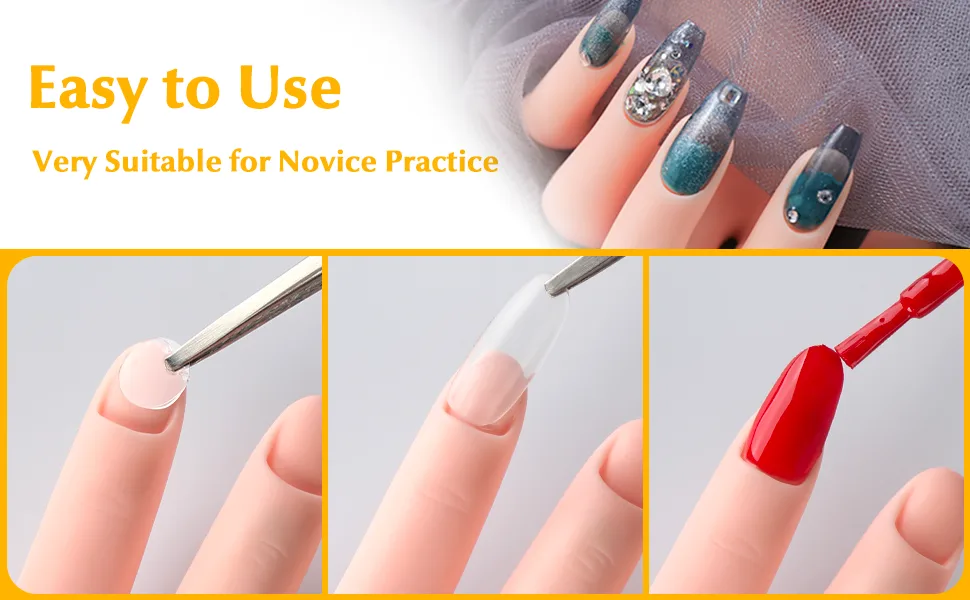2 Pack Practice Nail Art Trainer Training Hand Tool Flexible Bendable Movable Fake Mannequin Right Hands Manicure Tool - product information 34