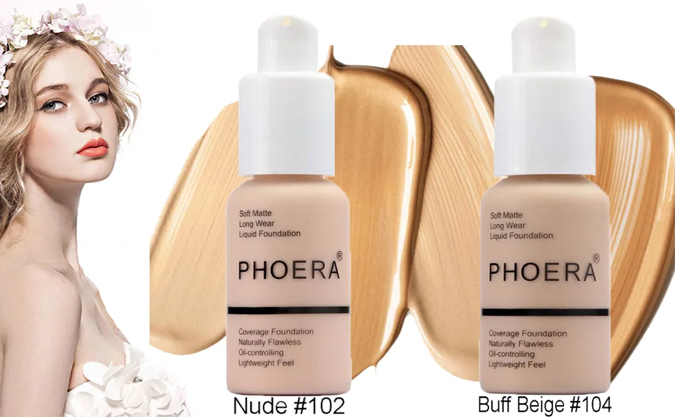 2 Pack PHOERA Foundation,Durable Waterproof Matte Foundation, Matte Oil Control Concealer Foundation Cream, 102 Nude-30ml 102- Nude - Are you struggling every day to cover uneven blemishes on your skin?