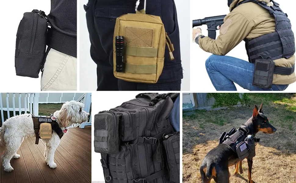 2 Pack Molle Pouches - Tactical Compact Water-Resistant EDC Pouch Black - Multiple Scene You Can Use The Molle Pouch