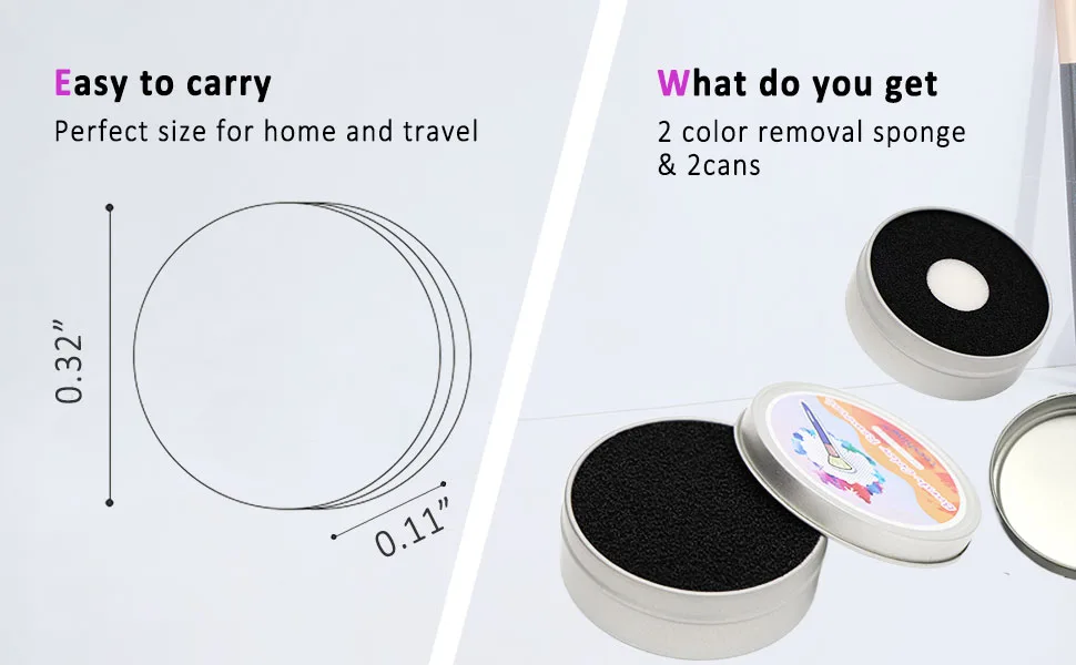 2 pack Makeup Brush Cleaner Sponges - Switch Eyeshadow Color Immediately & Dry Clean Makeup Brushes, Brush Cleaning Sponge Box for Home and Travel 2Pcs Black acticarbon scrubbing sponge - brush color removal size