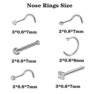2 Pack Home Nose Piercing Kit, SLVIEKAE Disposable Self Nose Piercing Gun, Nose Stud Piercing Kit with 6 Pcs Free Nose Rings (Silver) - 2 Pack Home Nose Piercing Kit