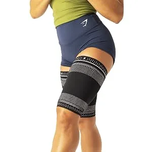 2 Pack- Copper Joe Thigh Compression Sleeves  Support for Quad, Groin, Hamstring, Arthritis, Running, Basketball and Baseball - Upper Leg Sleeves for Men and Women (Large) - stretch