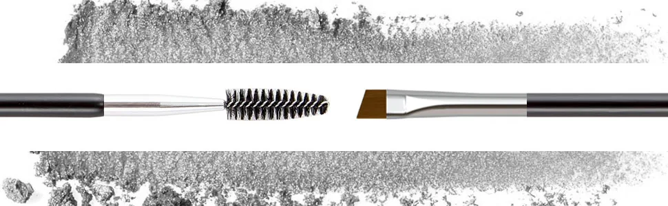 2 Pack Angled Eyebrow Brush, KINGMAS Professional Double-Ended Eye Brow Brush and Spoolie Brush (Black) - Angle Brow Brush