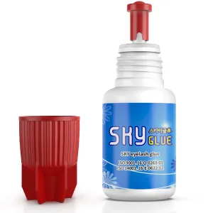 2 Bottles Sky Glue for Eyelash Extensions S+ | Super Strong Black Lash Extension Adhesive for Professional Long Lasting Semi Permanent Individual Lash Extensions | Fast Drying / 7+ Week Retention 5ml - Beau Lashes Sky Glue S+ Eyelash Extension Adhesive For Professional Lash Artists - Bottle With Cap