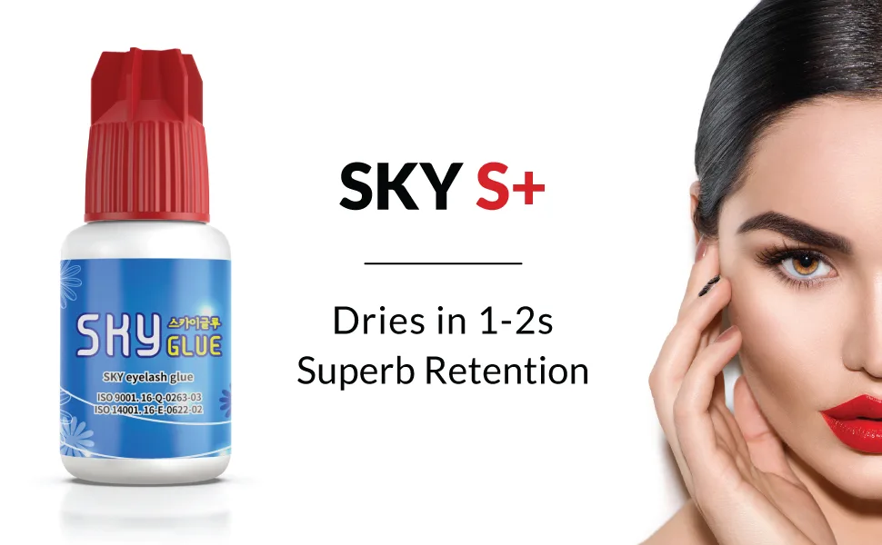 2 Bottles Sky Glue for Eyelash Extensions S+ | Super Strong Black Lash Extension Adhesive for Professional Long Lasting Semi Permanent Individual Lash Extensions | Fast Drying / 7+ Week Retention 5ml - Beau Lashes Sky Glue S+ Eyelash Extension Adhesive For Professional Lash Artists - Superb Retention