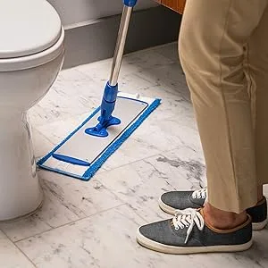 18" Professional Microfiber Mop - Hardwood Floor Mop - Dry & Wet Mop for Wood, Laminate, Tile, Vinyl Floors | Washable Pads | Wet & Dust Mopping | Adjustable Handle + 1 Microfiber Cloth - 360° Swivel Mop Frame