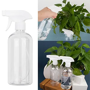 16.9 oz Plastic Spray Bottle Trigger Empty Spray Bottles Clear Refillable Container for Water, Essential Oils, Hair, Cleaning Products, Adjustable Head Sprayer and Stream (2 Pack) Clear 2 Count (Pack of 1) - spray bottle